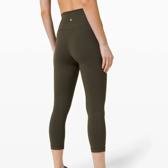 LULULEMON Wunder Train High-Rise Crop 21" Leggings Dark Olive Size 4 - Picture 2 of 12